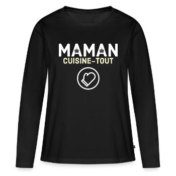 Maman cuisine tout - T-shirt manches longues Premium bio Femme - noir - Devant - Julia (174cm)