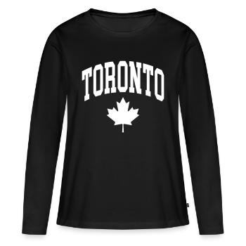 Toronto Ahorn Blatt - Frauen Premium Bio Langarmshirt - Schwarz - Vorne - Julia (174cm)