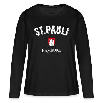st. pauli Hambourg - T-shirt manches longues Premium bio Femme - noir - Devant - Julia (174cm)