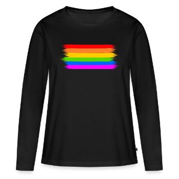 drapeau arc-en-ciel - T-shirt manches longues Premium bio Femme - noir - Devant - Julia (174cm)