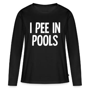 Je fais dans les piscines, blagues drôles, dictons sarcastiques - T-shirt manches longues Premium bio Femme - noir - Devant - Julia (174cm)