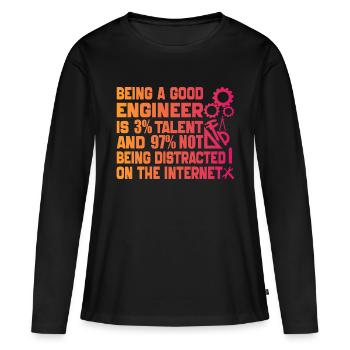 Funny Engineer Men Women Mechanical Engineering - T-shirt manches longues Premium bio Femme - noir - Devant - Julia (174cm)