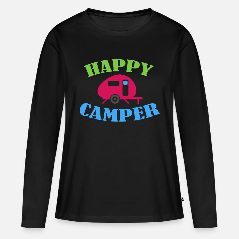 Camping - Frauen Premium Bio Langarmshirt - Schwarz