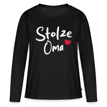 Stolze Oma - Frauen Premium Bio Langarmshirt - Schwarz - Vorne - Julia (174cm)