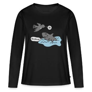 Coucou - Hai - T-shirt manches longues Premium bio Femme - noir - Devant - Julia (174cm)