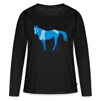 Chevaux cheval, - T-shirt manches longues Premium bio Femme - noir - Devant - Julia (174cm)