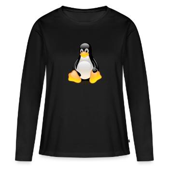 Linux - T-shirt manches longues Premium bio Femme - noir - Devant - Julia (174cm)