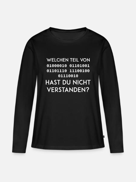 Nerd Binär Lustig Geschenk geek Programmierer - Frauen Premium Bio Langarmshirt - Schwarz