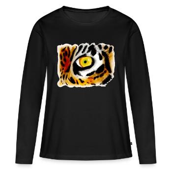 Oeil de tigre d'un tigre adulte - T-shirt manches longues Premium bio Femme - noir - Devant - Julia (174cm)