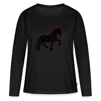 Frise cheval Stolz Drôle cercle El poisson cadeau - T-shirt manches longues Premium bio Femme - noir - Devant - Julia (174cm)