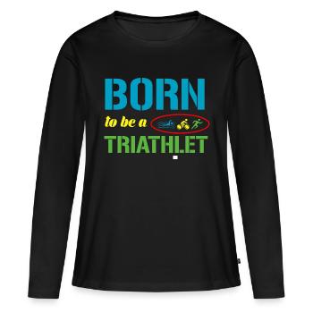 Triathlon - T-shirt manches longues Premium bio Femme - noir - Devant - Julia (174cm)