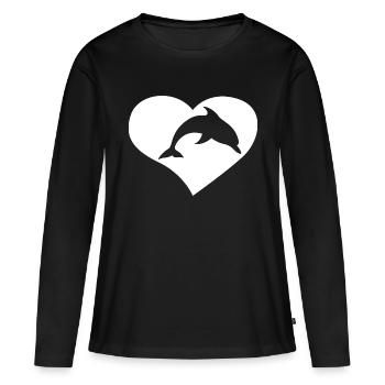 Dauphin d’amour - T-shirt manches longues Premium bio Femme - noir - Devant - Julia (174cm)