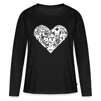 Service de sauvetage paramédical Cœur - T-shirt manches longues Premium bio Femme - noir - Devant - Julia (174cm)