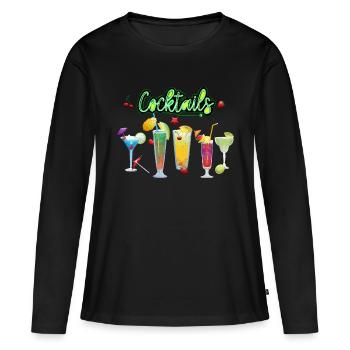 Cocktails colorés - T-shirt manches longues Premium bio Femme - noir - Devant - Julia (174cm)