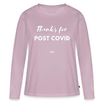 Merci s pour postcovid pas Corona Virus Lockdown - T-shirt manches longues Premium bio Femme - rose poudré - Devant - Julia (174cm)