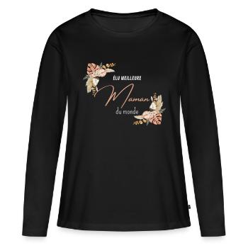 élu meilleure maman du monde - T-shirt manches longues Premium bio Femme - noir - Devant - Julia (174cm)