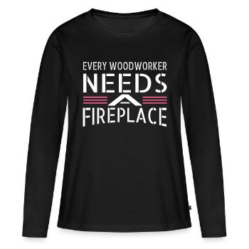 sayings jackhammer tree felling - Women's Premium Organic Long Sleeve Shirt - black - Front - Julia (174cm)