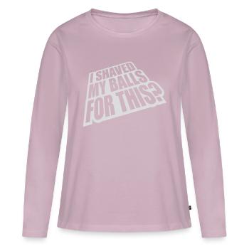 Je me suis rasé les couilles - T-shirt manches longues Premium bio Femme - rose poudré - Devant - Julia (174cm)
