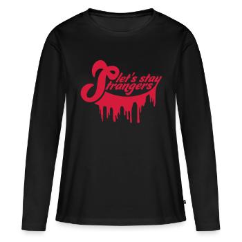 Citation Restons Strangers - T-shirt manches longues Premium bio Femme - noir - Devant - Julia (174cm)