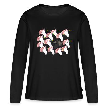 Troupeau de licornes - T-shirt manches longues Premium bio Femme - noir - Devant - Julia (174cm)