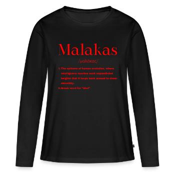 Définition grecque - T-shirt manches longues Premium bio Femme - noir - Devant - Julia (174cm)