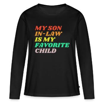 Mon gendre - T-shirt manches longues Premium bio Femme - noir - Devant - Julia (174cm)