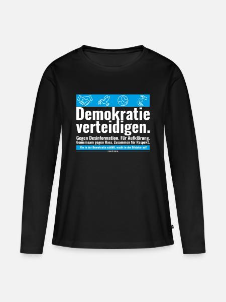 Mimikama Demokratie verteidigen - Frauen Premium Bio Langarmshirt - Schwarz