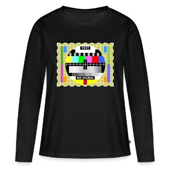 Testbild Fernsehen Bildschirm Sendeschluss Display - Frauen Premium Bio Langarmshirt - Schwarz - Vorne - Julia (174cm)