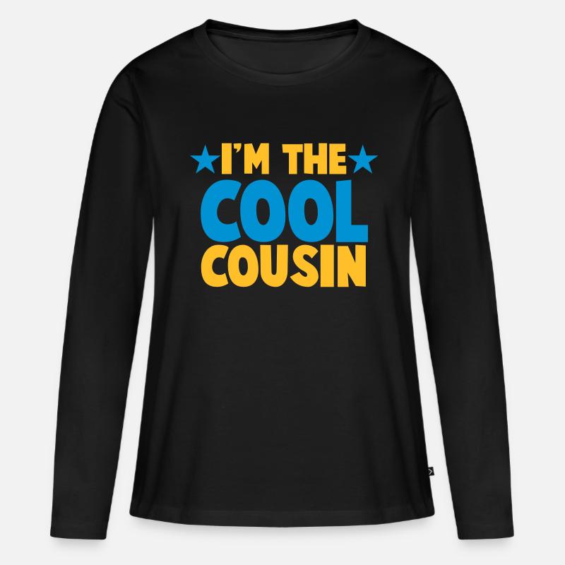 Ich bin der Cousin COOL! - Frauen Premium Bio Langarmshirt - Schwarz
