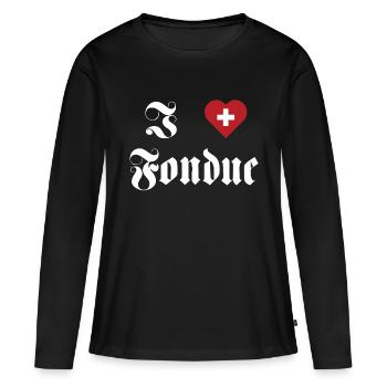 J’adore la fondue - T-shirt manches longues Premium bio Femme - noir - Devant - Julia (174cm)