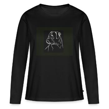 Boxer chien gentil chien animal - T-shirt manches longues Premium bio Femme - noir - Devant - Julia (174cm)