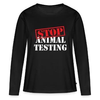 stop animal testing - animal rights - T-shirt manches longues Premium bio Femme - noir - Devant - Julia (174cm)