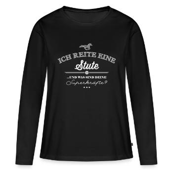 Superkräfte Stute - weiße Edition - Frauen Premium Bio Langarmshirt - Schwarz - Vorne - Julia (174cm)