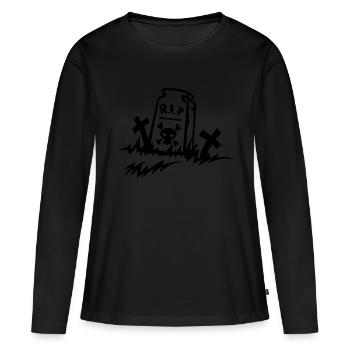 rip reste in peace Grabzeichnung - Frauen Premium Bio Langarmshirt - Schwarz - Vorne - Julia (174cm)