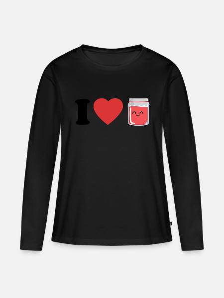 Ich liebe Marmelade - Frauen Premium Bio Langarmshirt - Schwarz