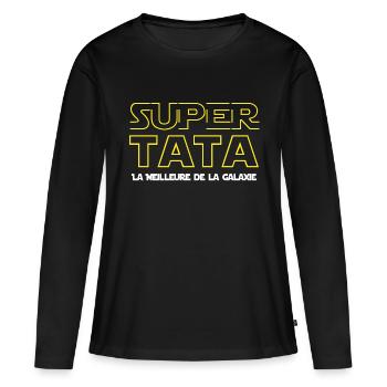 Super Tata / Saga Parodie Tante / Famille Cadeau - T-shirt manches longues Premium bio Femme - noir - Devant - Julia (174cm)