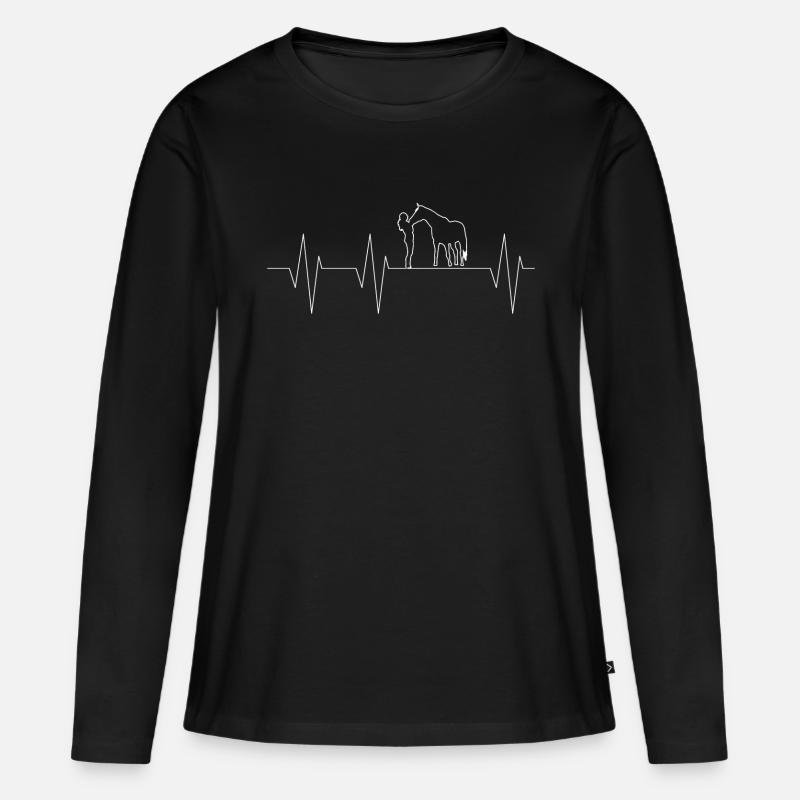 Pferdemädchen - Frauen Premium Bio Langarmshirt - Schwarz