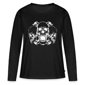 Crâne et os croisés - T-shirt manches longues Premium bio Femme - noir - Devant - Julia (174cm)