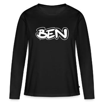 Ben Name - T-shirt manches longues Premium bio Femme - noir - Devant - Julia (174cm)