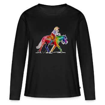 Ranch Riding - T-shirt manches longues Premium bio Femme - noir - Devant - Julia (174cm)