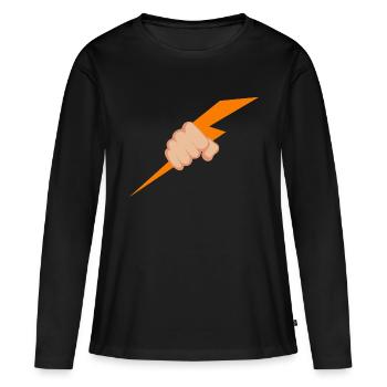 Foudre de main - T-shirt manches longues Premium bio Femme - noir - Devant - Julia (174cm)