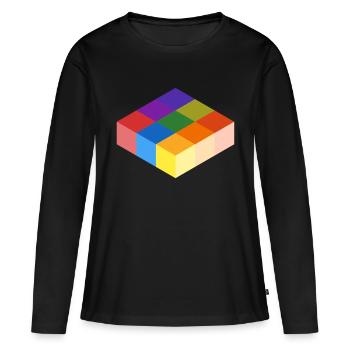 Grille cube - T-shirt manches longues Premium bio Femme - noir - Devant - Julia (174cm)