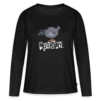 Lundi - T-shirt manches longues Premium bio Femme - noir - Devant - Julia (174cm)