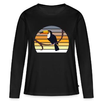 Exotischer Vogeltukan - Frauen Premium Bio Langarmshirt - Schwarz - Vorne - Julia (174cm)