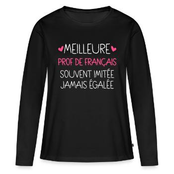 Enseignante De Français Meilleure Prof De Français - T-shirt manches longues Premium bio Femme - noir - Devant - Julia (174cm)