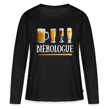 Bièrologue - T-shirt manches longues Premium bio Femme - noir - Devant - Julia (174cm)