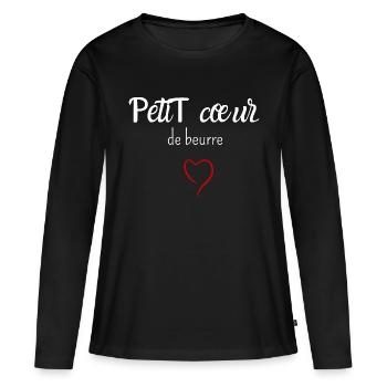 Petit cœur de beurre - T-shirt manches longues Premium bio Femme - noir - Devant - Julia (174cm)