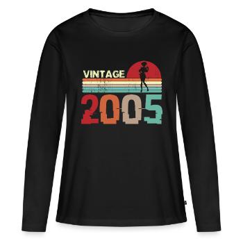 Vintage 2005 Anniversaire rétro sunset design - T-shirt manches longues Premium bio Femme - noir - Devant - Julia (174cm)