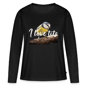 I love tits - T-shirt manches longues Premium bio Femme - noir - Devant - Julia (174cm)