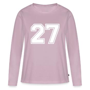 27 - T-shirt manches longues Premium bio Femme - rose poudré - Devant - Julia (174cm)